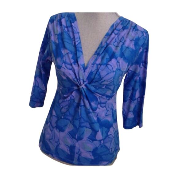 NWOT Fresh Produce Twist Front Top Floral 3/4 Sleeve Women's Size XS - Picture 3 of 9